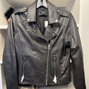 Lucky Brand Dark Leather Moto Jacket